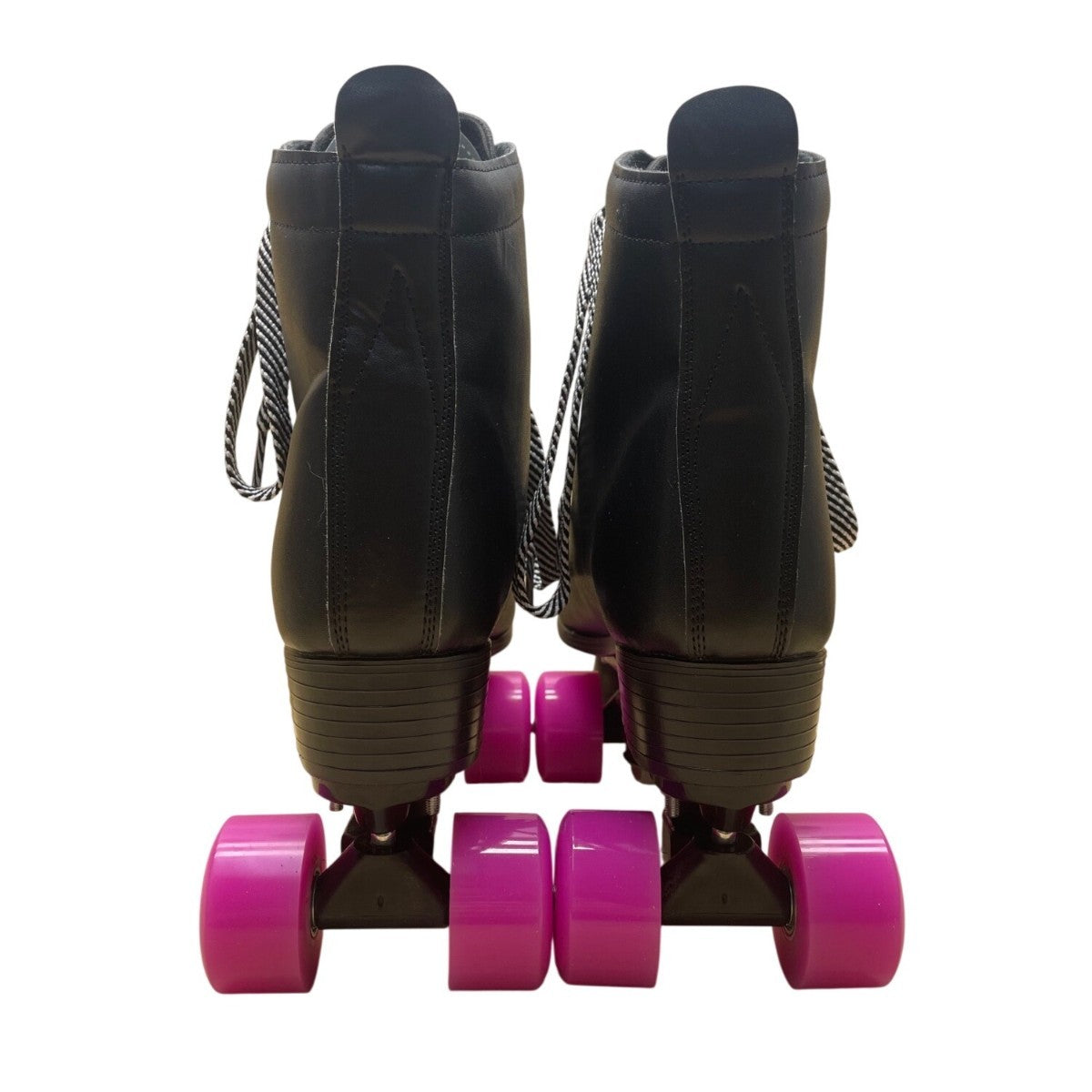 Black Unisex With Pink Wheels Lace Up High Top Roller Skates Size 42