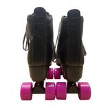 Black Unisex With Pink Wheels Lace Up High Top Roller Skates Size 42