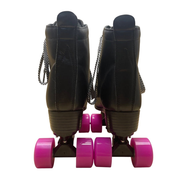 Black Unisex With Pink Wheels Lace Up High Top Roller Skates Size 42