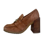 Frame Women’s Brown Suede Gold-Tone Buckle Le Benedict Block Heel Loafers Sz 7.5