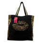 Betseyville Women’s Black Canvas & Gold-Toned Blingin Lips Rhinestone Tote Bag