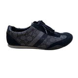 Coach Women's Black Suede & Canvas Monogram Lace-Up Athletic Sneakers Size 8