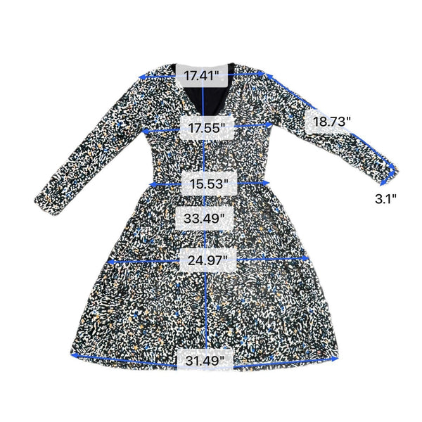 Maggy London Womens Multicolor Long-Sleeve A-Line Midi Dress US Size 6