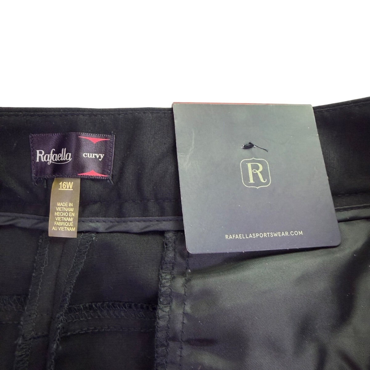 Rafaella Womens Black Curvy Fit Straight Leg Dress Pants Stretch Sz 16W