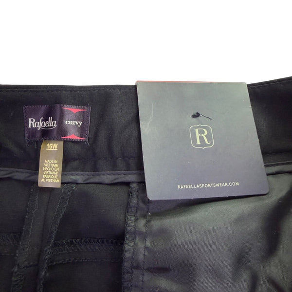 Rafaella Womens Black Curvy Fit Straight Leg Dress Pants Stretch Sz 16W