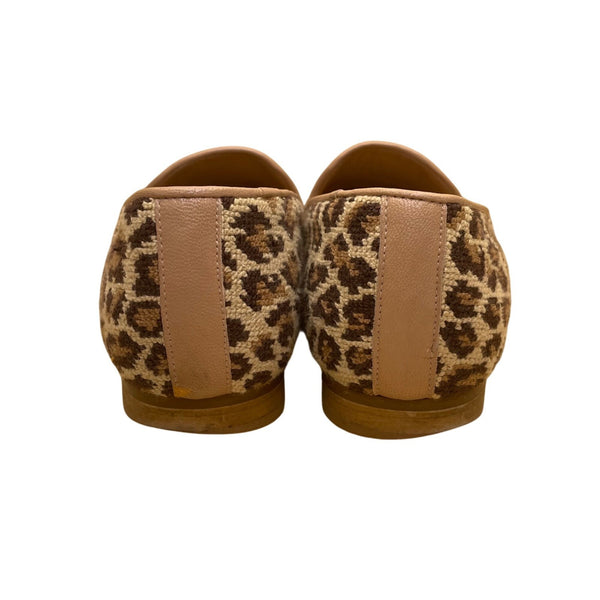 Jon Josef Women’s Brown Leopard Print Needlepoint Loafers Size 7.5