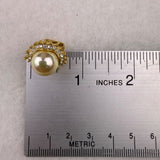 Vintage Roman Faux Pearl & Rhinestone Gold Tone Necklace & Clip-On Earrings Set