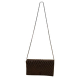 Handmade Women’s Brown & Copper Beaded Chevron Metal Strap Clutch Bag