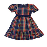 Crewcuts Girls Multicolor Plaid Polyester Puff-Sleeve Ruffle Dress Size 6