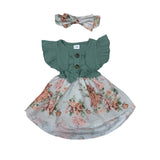 Shenzhen Toddler Girl's Green and Purple 3-Piece Florals Set Sz 3-6M