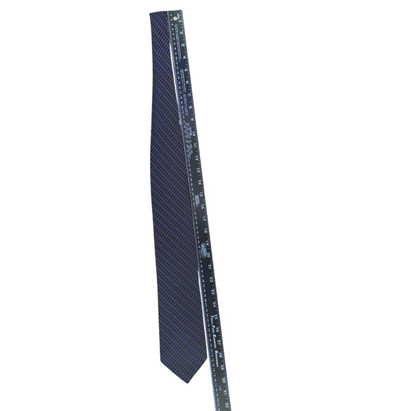 Ike Behar Mens Navy Silk Tie Geometric Plaid Design 59" Long Business Formal