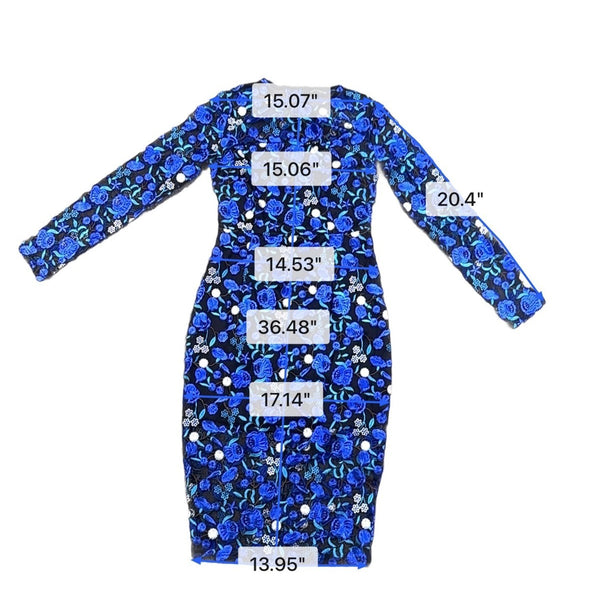 Pretty Little Thing Womens Blue Floral Embroidered Midi Dress Size 10