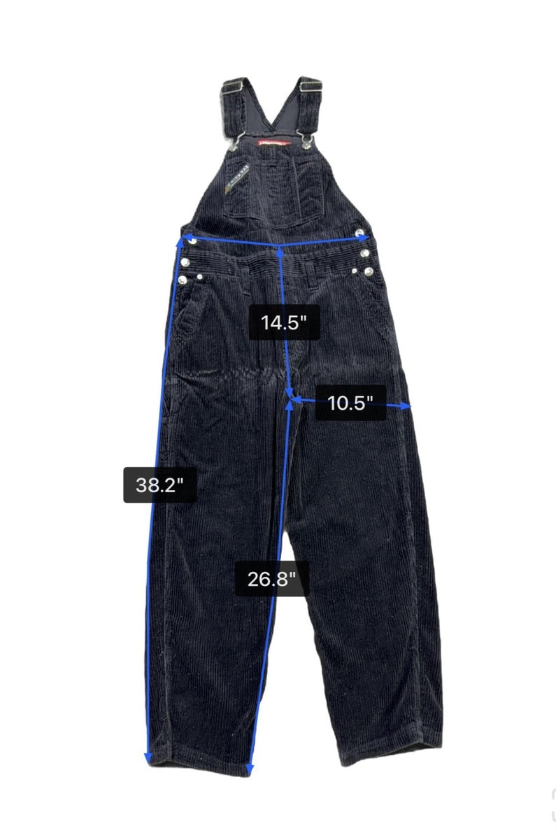 Unionbay Womens Black Corduroy Overalls Adjustable Straps Button Accents Size S