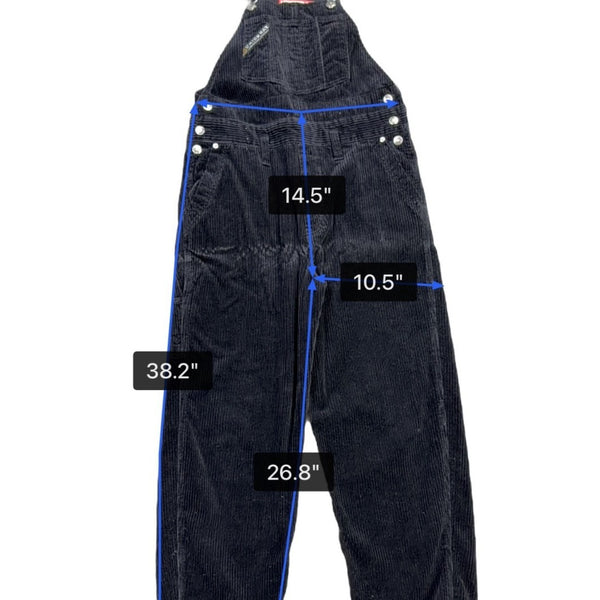 Unionbay Womens Black Corduroy Overalls Adjustable Straps Button Accents Size S
