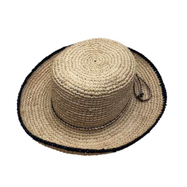 The Scala Collection Womens Natural Fiber Straw Hat Black Trim One Size