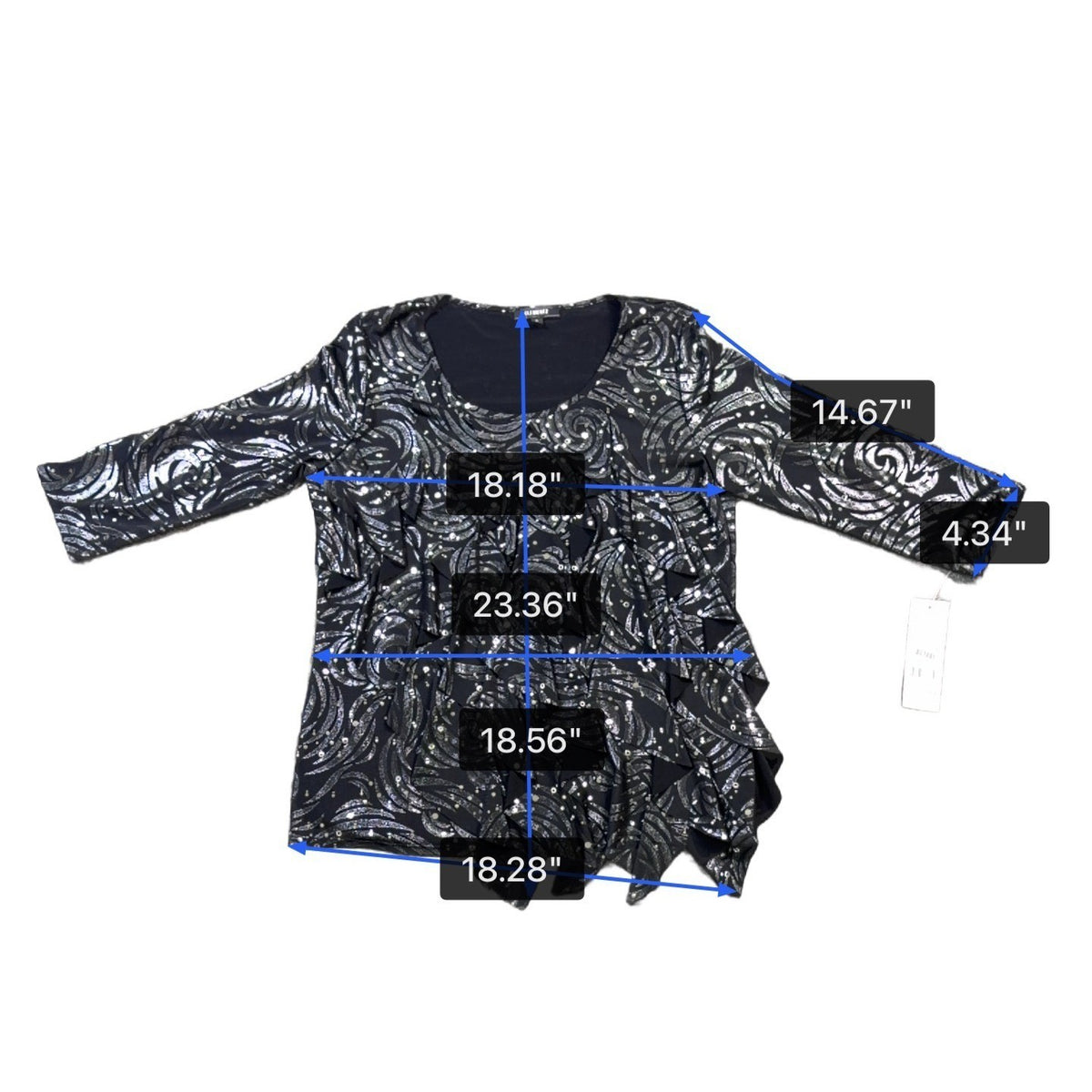 Elementz Women Black Top Swirl Glitter Pattern Size M