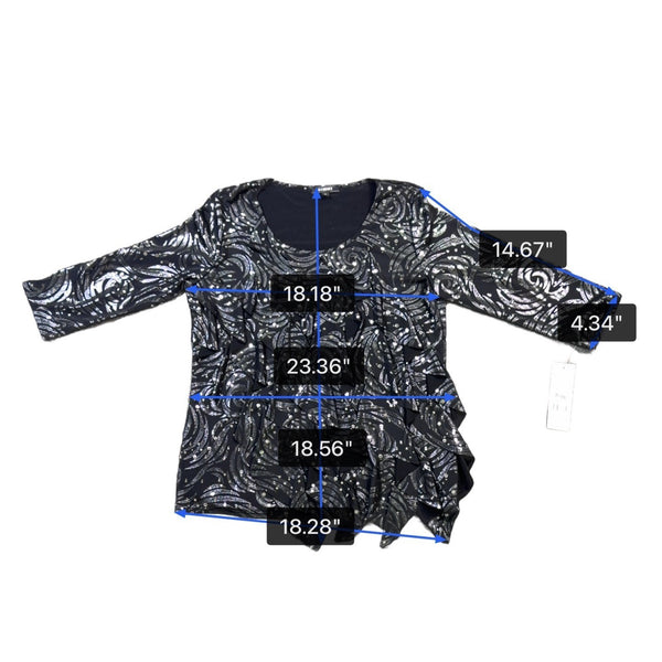 Elementz Women Black Top Swirl Glitter Pattern Size M