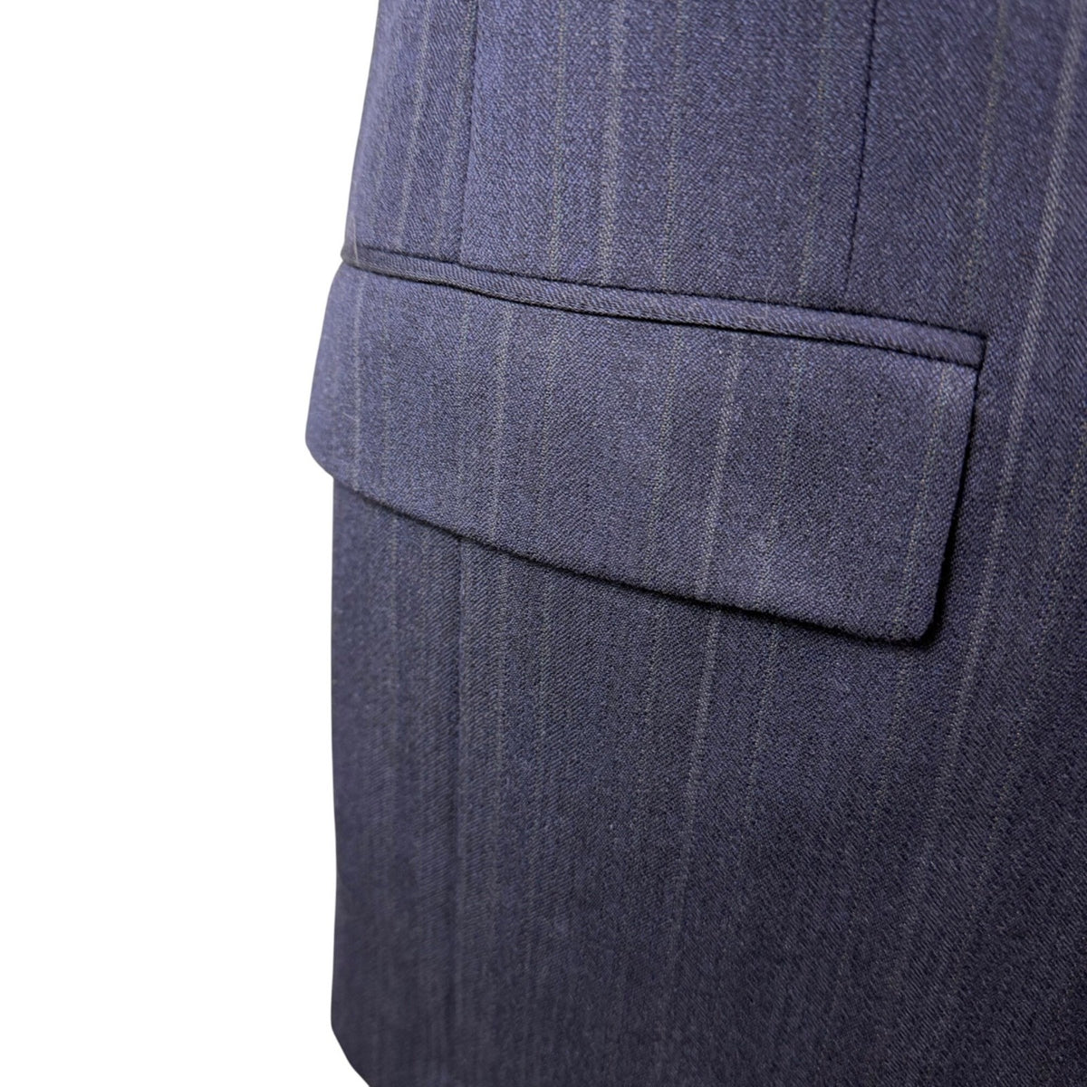 Christian Mens Navy Virgin Wool Pinstripe Suit Jacket & Pants Two Piece Set