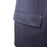 Christian Mens Navy Virgin Wool Pinstripe Suit Jacket & Pants Two Piece Set