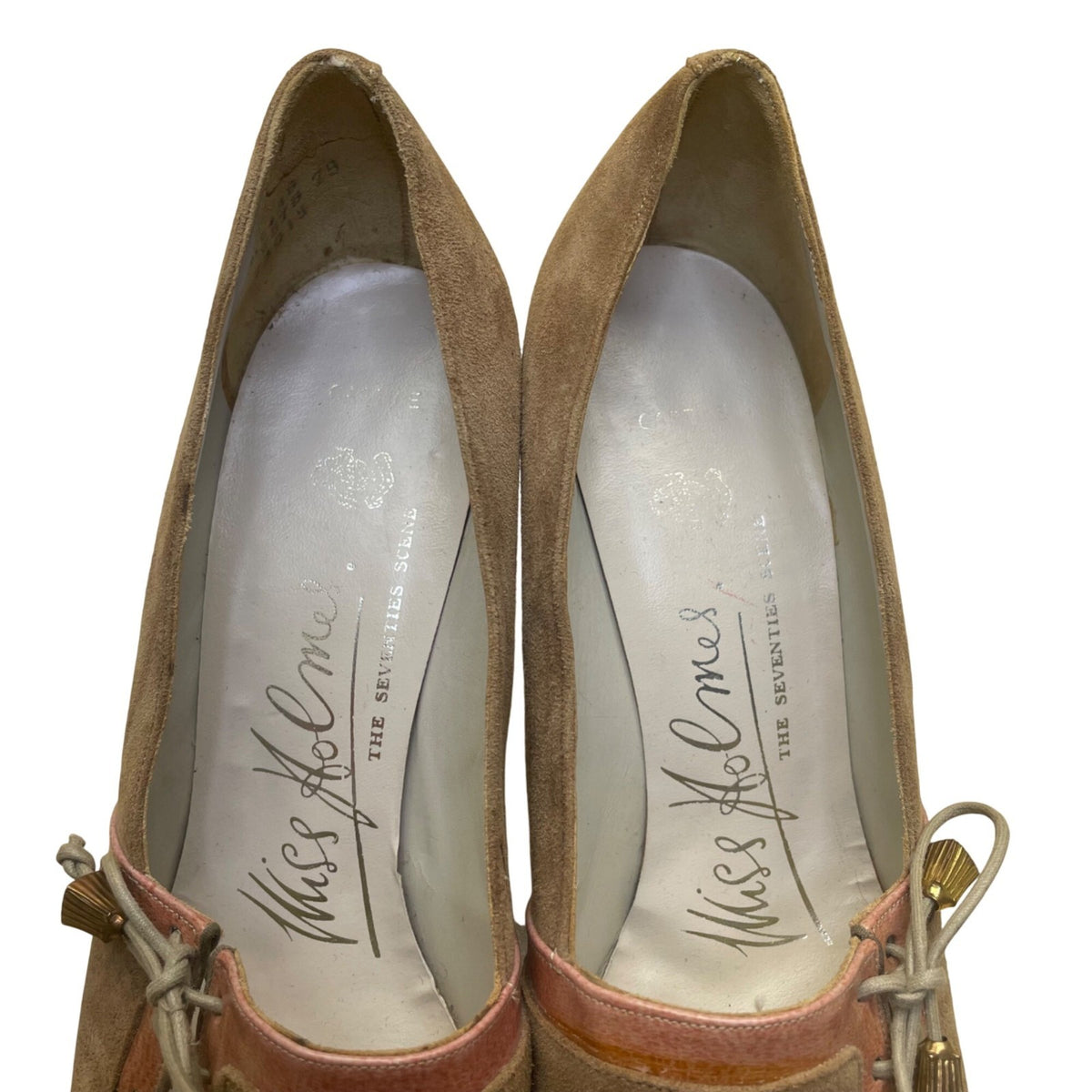 Miss Holmes Women’s Brown Suede Vintage-Style Lace-Up Block Heel Pumps 7.5