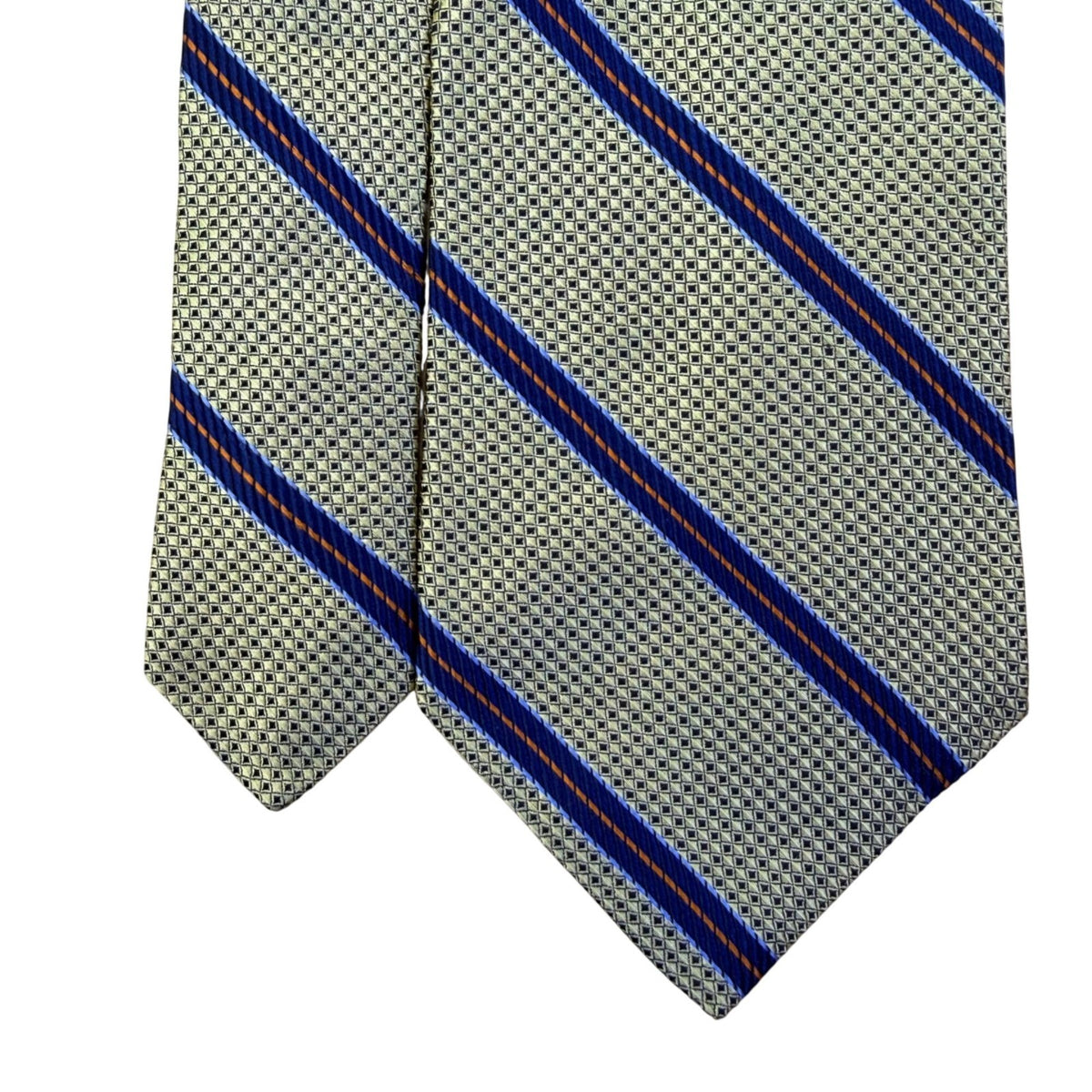 Dion Mens Blue & Orange Striped 100% Silk Tie Classic Design