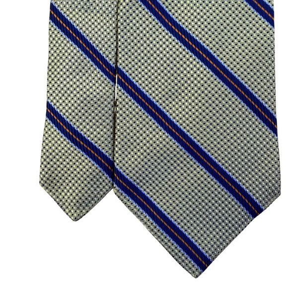 Dion Mens Blue & Orange Striped 100% Silk Tie Classic Design