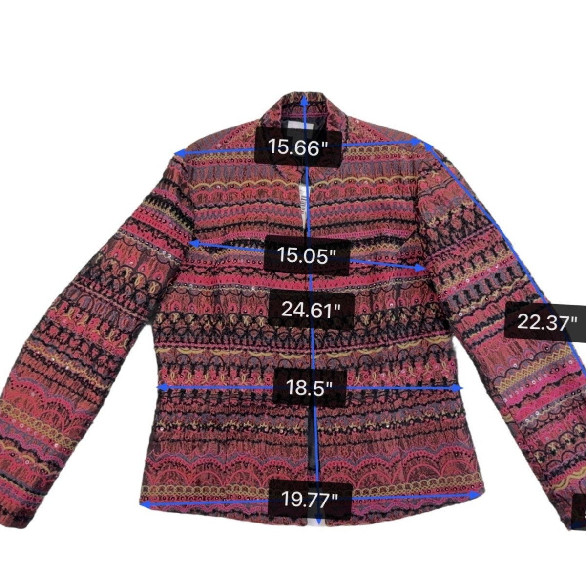 Chicos Womens Pink & Black Patterned Edanas LS Jacket Stylish Size 1
