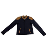 Lauren Ralph Lauren Womens Black Faux Leather-Trim Jacket Zipper Size S