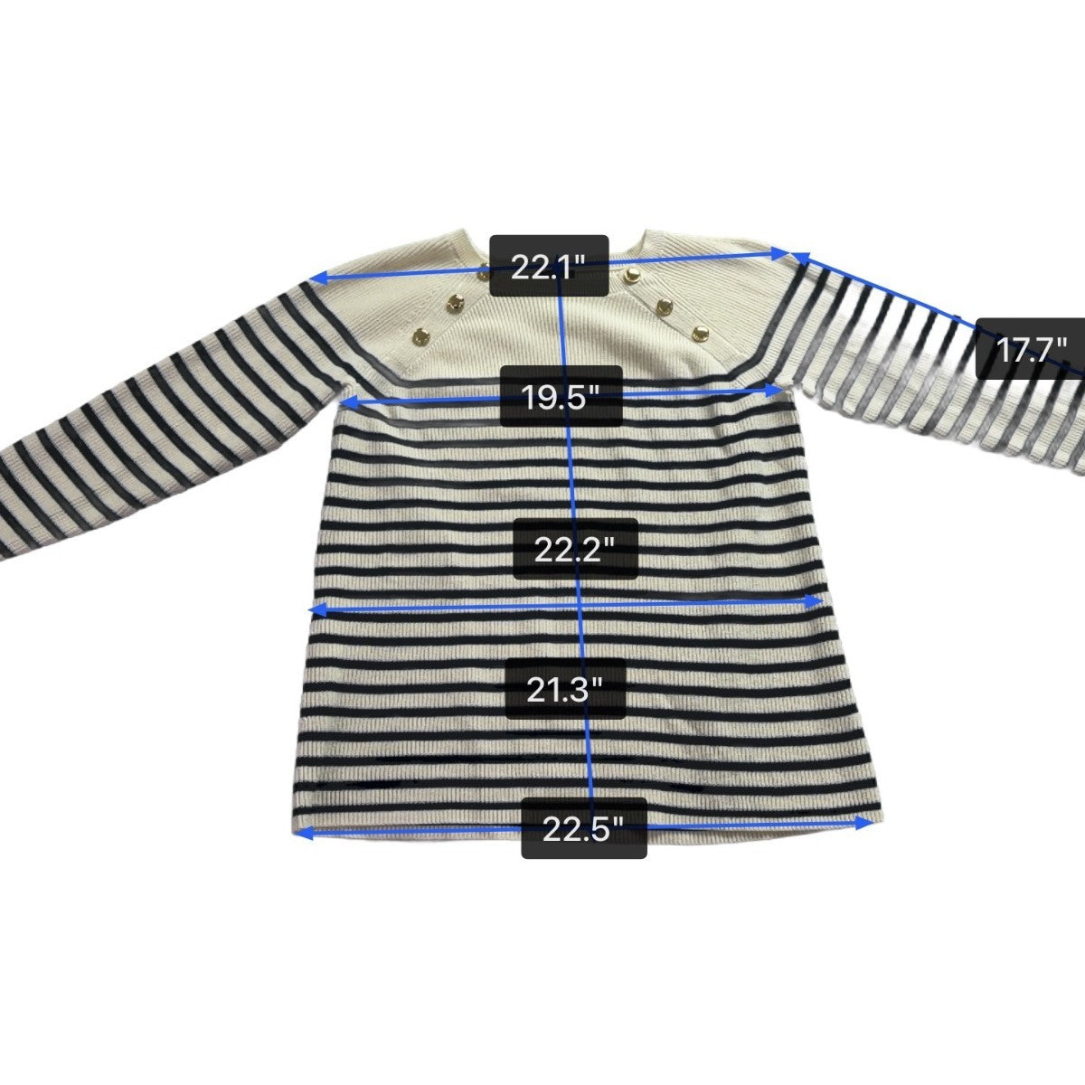 Talbots Womens White & Navy Cotton Striped Buttoned Sweater Plus Size 1X EUC