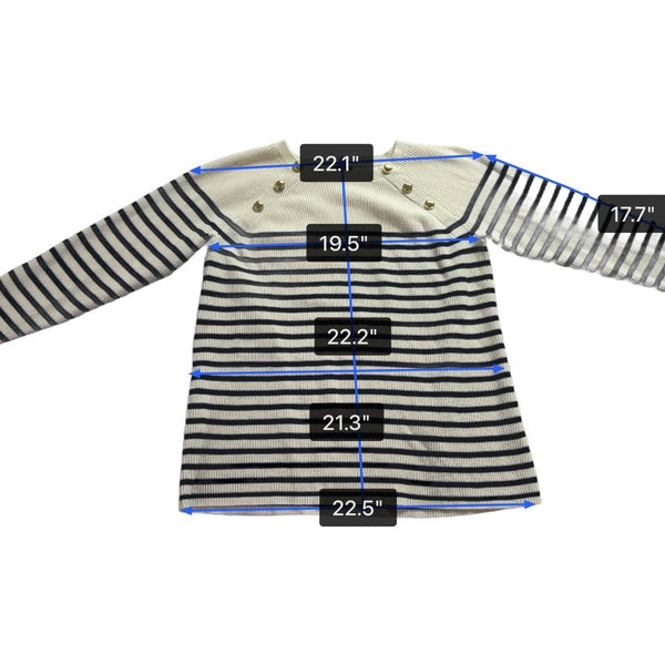 Talbots Womens White & Navy Cotton Striped Buttoned Sweater Plus Size 1X EUC