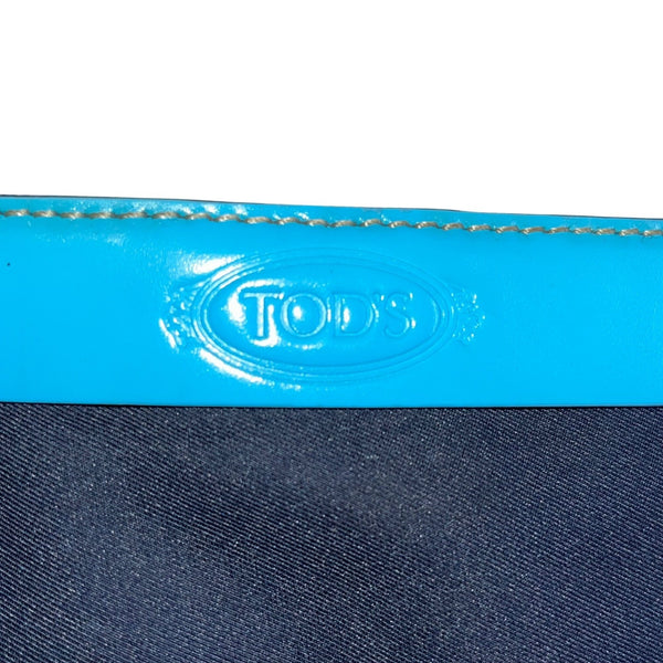 Tod’s Black & Blue Nylon Leather Trim With Silver Turn Lock Crossbody Bag