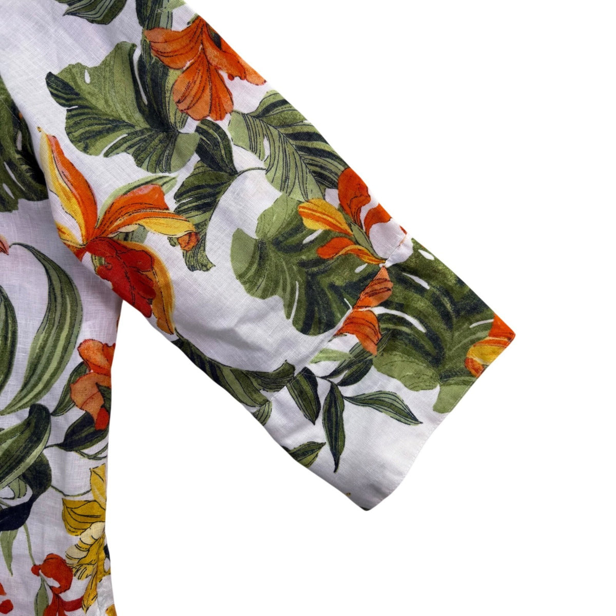 Chicos Womens White Multi Linen Button-Up Floral Shirt Vibrant Size 1 US 8