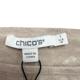 Chicos Womens Beige Embroidered Floral Design Knit Sweater Size M