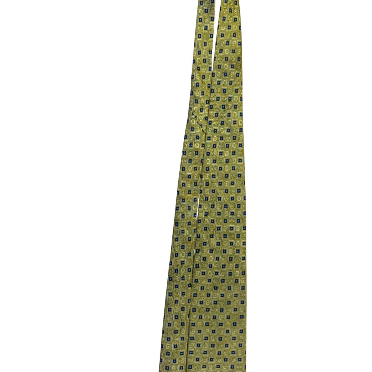 Brooks Brothers Mens Gold & Blue 100% Silk Patterned Geometric Design Tie