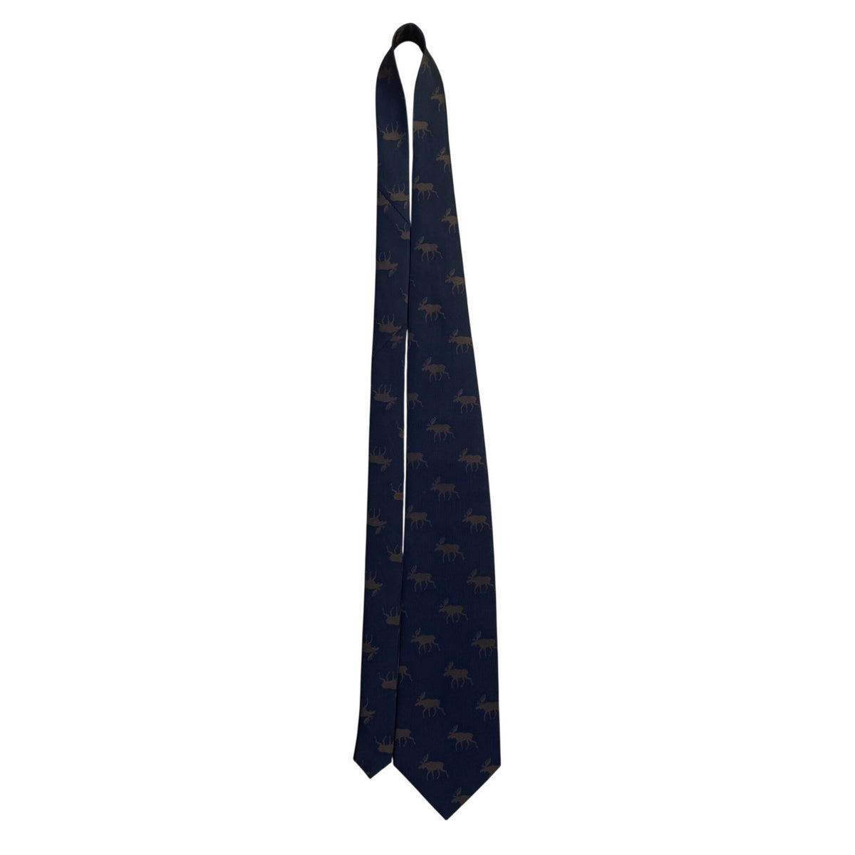 Vifa Mens Navy Blue Polyester Moose Print Neck Tie