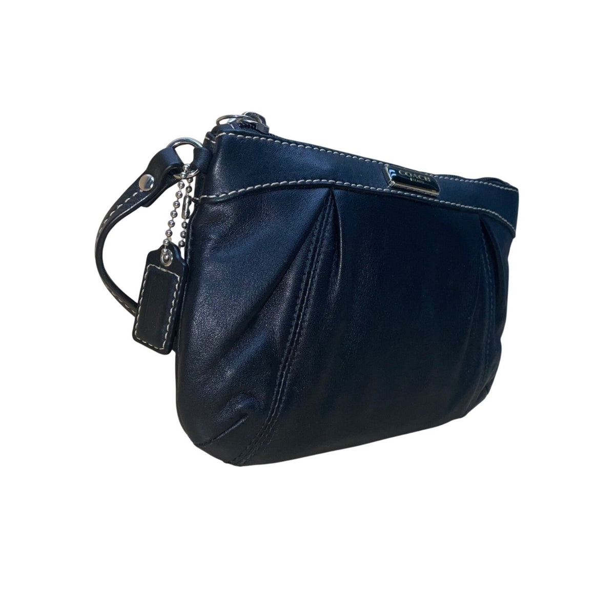 Coach Women’s Black Leather Wristlet Compact Purse