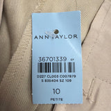 Ann Taylor Womens Beige Linen Blend Flare Dress Pants Size 10P