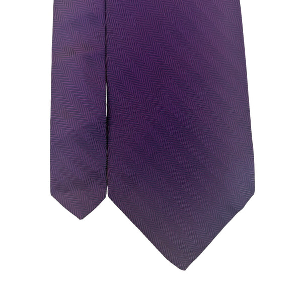 Robert Talbott Mens Purple Silk Tie Herringbone Pattern Handcrafted In USA Class