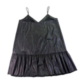 Express Womens Black Faux Leather Ruffle Hem Slip Dress Stylish Outfit Size L