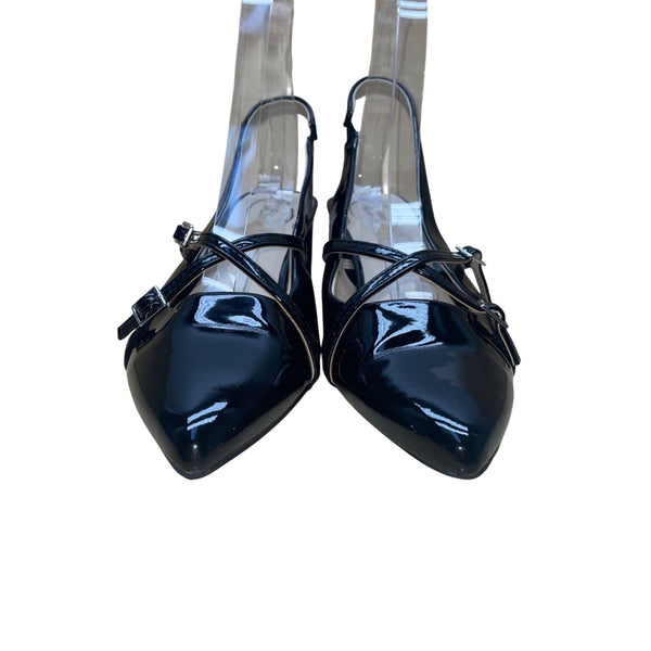 LifeStride Women’s Black Patent Slingback Simply Comfort Heels Size 9.5W