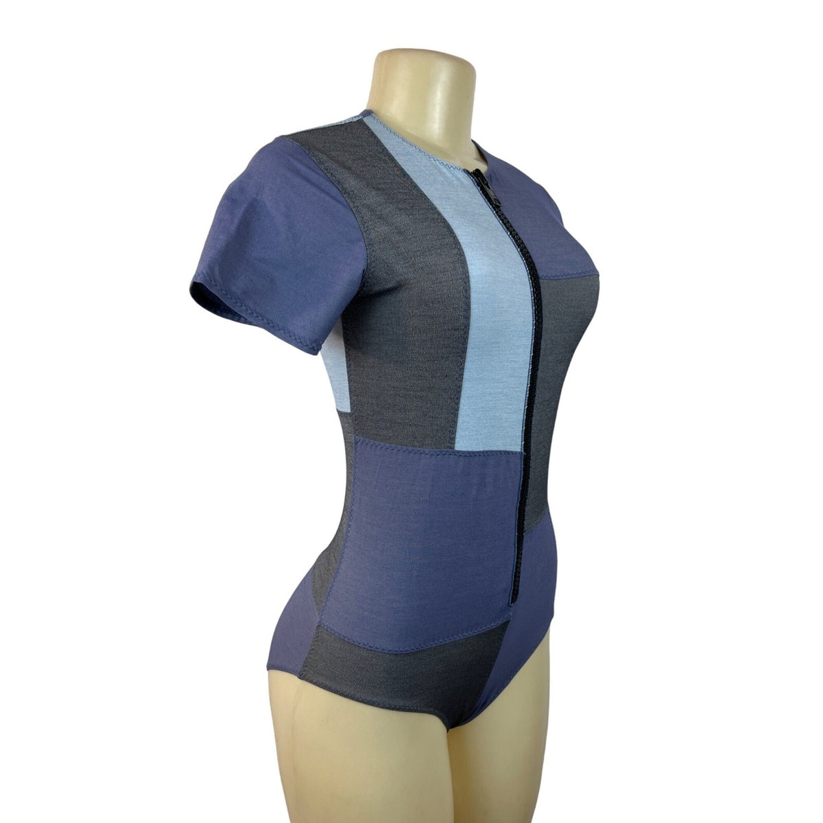 Lisa Marie Fernandez Women's Blue and Gray Zip Up Bodysuit Sz 11 (EU 45)