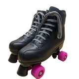 Black Unisex With Pink Wheels Lace Up High Top Roller Skates Size 42
