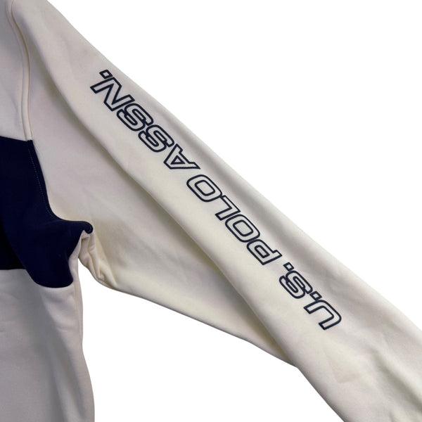U.S. Polo Assn. Mens Cream & Navy Hoodie Sweatshirt Zip Up 2XL