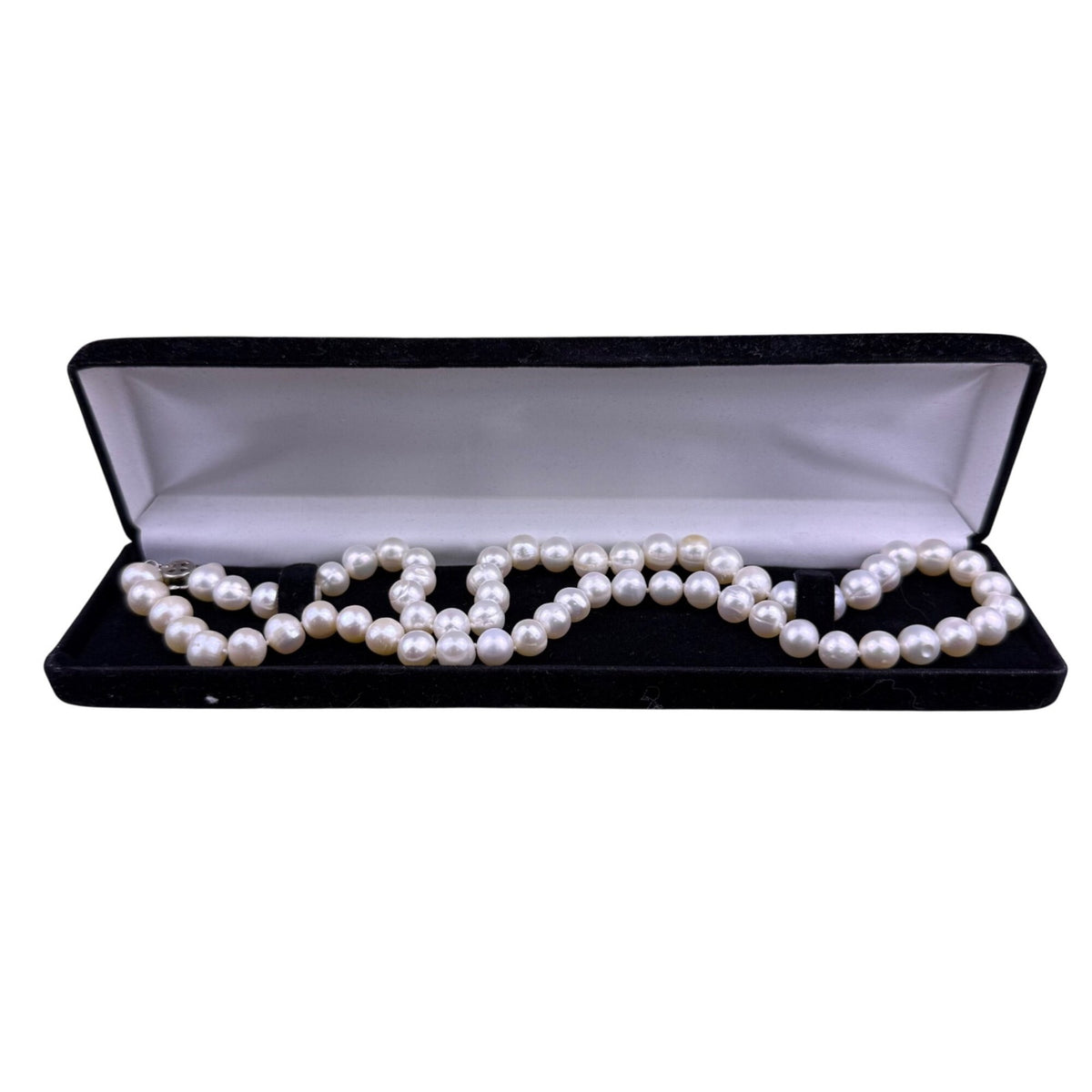 Freshwater Pearl Womens White Necklace Silver-Tone Clasp Art Deco Style 