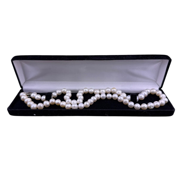 Freshwater Pearl Womens White Necklace Silver-Tone Clasp Art Deco Style 