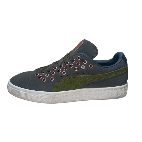 Puma Women’s Green Suede With Rose Gold Eyelets Lace-Up XL Lace VR Sneakers Sz 6
