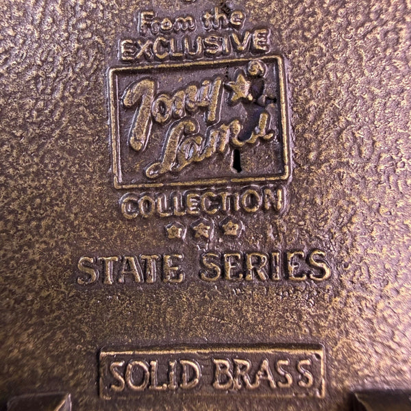 Tony Lama Mens Brass Great Seal Of Massachusetts Belt Buckle Solid & Collectible