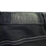 PacSun Womens Black Denim Flared Jeans Frayed Hem High Waist Contrast Stitching