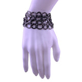 Vintage Womens Silver Tone Metal Chain Link Bracelet  Open Oval  Design