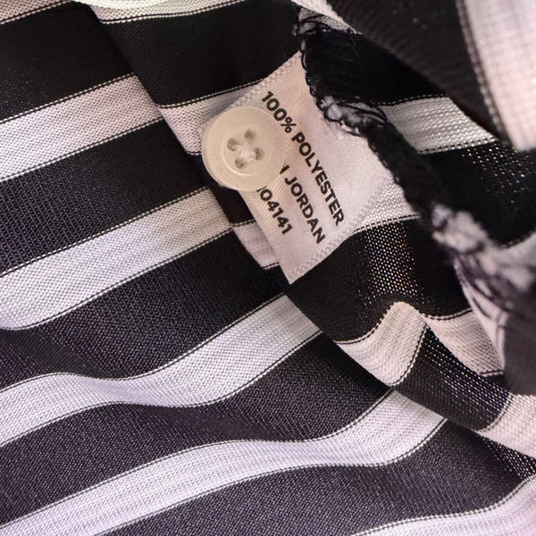 Walter Hagen Mens Black/White Striped Polo Shirt Lightweight Performance Size L